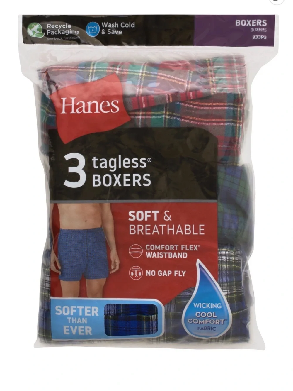 💜 Hanes Men's Woven Boxers, 3 Pack Size:2X(44-46)